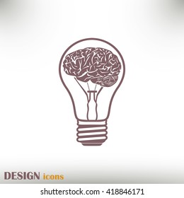 Light bulb brain icon, vector illustration