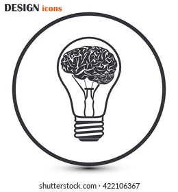 Light bulb brain icon, vector illustration