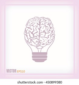 Light bulb brain icon, vector illustration