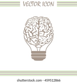Light bulb brain icon, vector illustration
