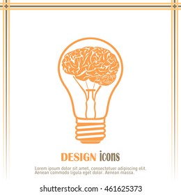 Light bulb brain icon, vector illustration