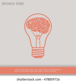 Light bulb brain icon, vector illustration