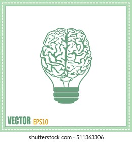 Light bulb brain icon, vector illustration