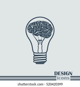 Light bulb brain icon, vector illustration