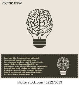 Light bulb brain icon, vector illustration