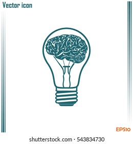 Light bulb brain icon, vector illustration