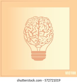 Light bulb brain icon, vector illustration