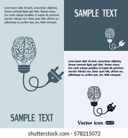 Light bulb brain icon, vector illustration