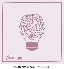 Light bulb brain icon, vector illustration