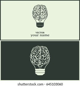 Light bulb brain icon, vector illustration