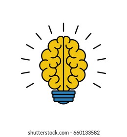 Light bulb brain icon, vector illustration. Creative thoughts concept.  