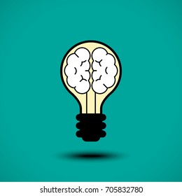 Light bulb brain icon. Vector illustration