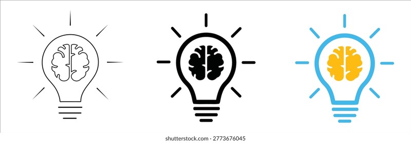Light bulb with brain, idea symbol, innovation, creativity, knowledge.