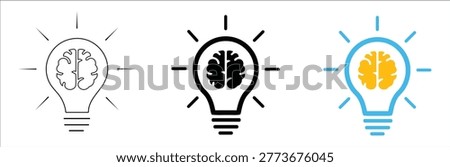 Light bulb with brain, idea symbol, innovation, creativity, knowledge.