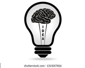  light bulb with brain idea.Vector