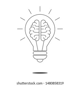 Light bulb with brain inside. 