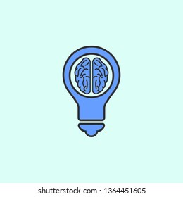 Light bulb with a brain inside mono color icon. Simple glyph, flat vector of Education icons for UI and UX, website or mobile application