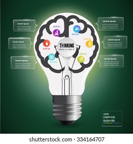 Light bulb brain learn business concept.education and business concept design,can used for banner,infographic,data,presentation business,chart,sign,brochure,leaflet ,web.Vector illustration.