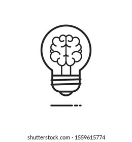 Light bulb with a brain line icon - Vector