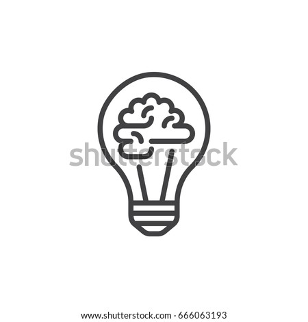 Light bulb and brain line icon, outline vector sign, linear style pictogram isolated on white. Creative idea symbol, logo illustration. Editable stroke. Pixel perfect graphics