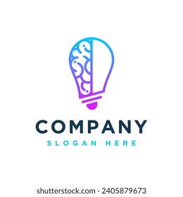 light bulb and brain logo icon and vector