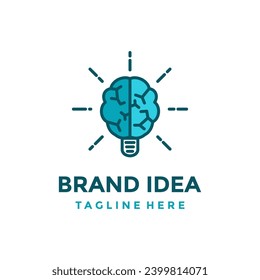 Light bulb and brain Logo isolated on white background. Symbol of creativity, solution, education, creative idea, mind, thinking.