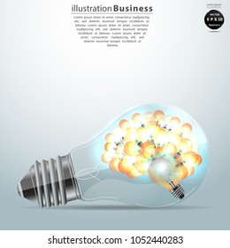 Light bulb Brain  - modern Idea and Concept Vector illustration business.