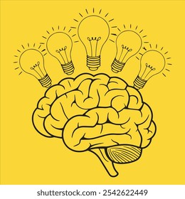 Light Bulb and Brain. Representing ideas and intelligence, light bulb and brain for creative and innovative themes. light bulb idea with brain.