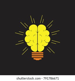 light bulb brain symbol logo vector