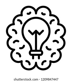 Light bulb in brain symbolising innovative mind