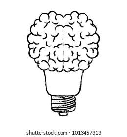 light bulb with brain in top in black blurred contour