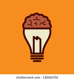 Light bulb with brain vector icon, idea concept