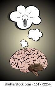 Light bulb with brain vector icon, idea concept