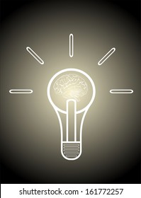 Light bulb with brain vector icon, idea concept