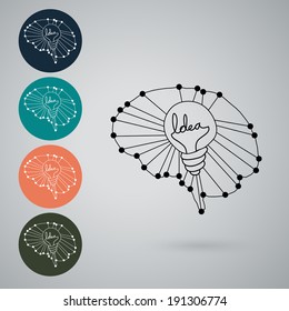 Light bulb with brain vector icon, idea concept
