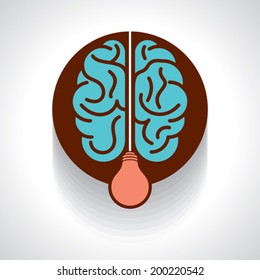 Light bulb with brain vector icon, idea concept