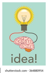 Light bulb and brain vector illustration with concept of idea