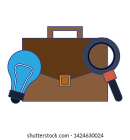 light bulb, briefcase and magnifying glass icon cartoon vector illustration graphic design