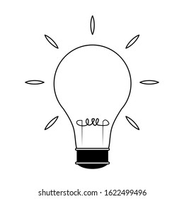 light bulb bright icon over white background, flat design, vector illustration