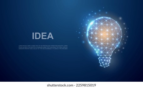 Light bulb with bright light low poly symbol. Inspiration, idea design illustration concept. Polygonal Innovation illustration