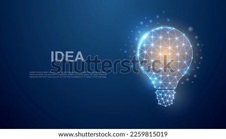 Light bulb with bright light low poly symbol. Inspiration, idea design illustration concept. Polygonal Innovation illustration