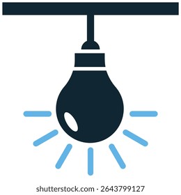 Lâmpada no vetor de ícone de construção, representando iluminação, ideias e eficiência de energia na arquitetura. Ideal para casas inteligentes, edifícios ecológicos e design inovador.