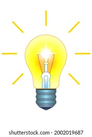 Light bulb. Burning, shining incandescent lamp - vector full color illustration. A vintage light bulb is a symbol of an idea, an invention, an idea that has come. Bright light bulb included