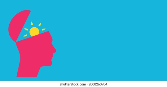 light bulb burning in silhouette's head.new idea concept.mental health treatment concept.afif and social media pressure. Vector design Eps 10.