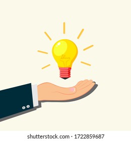 Light bulb and business people hand, idea ideas, business ideas