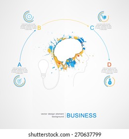 Light bulb with  business success strategy plan idea, Inspiration concept modern design template workflow layout, diagram, step up options, Vector illustration