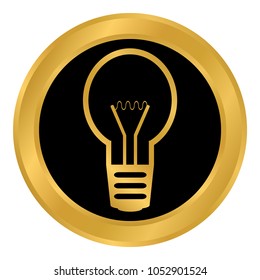 Light bulb button on white background. Vector illustration.