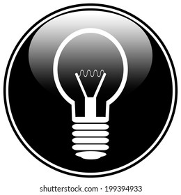 Light bulb button on white background.