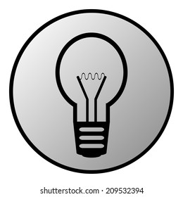 Light bulb button on white background. Vector illustration.