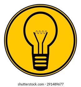 Light bulb button on white background. Vector illustration.